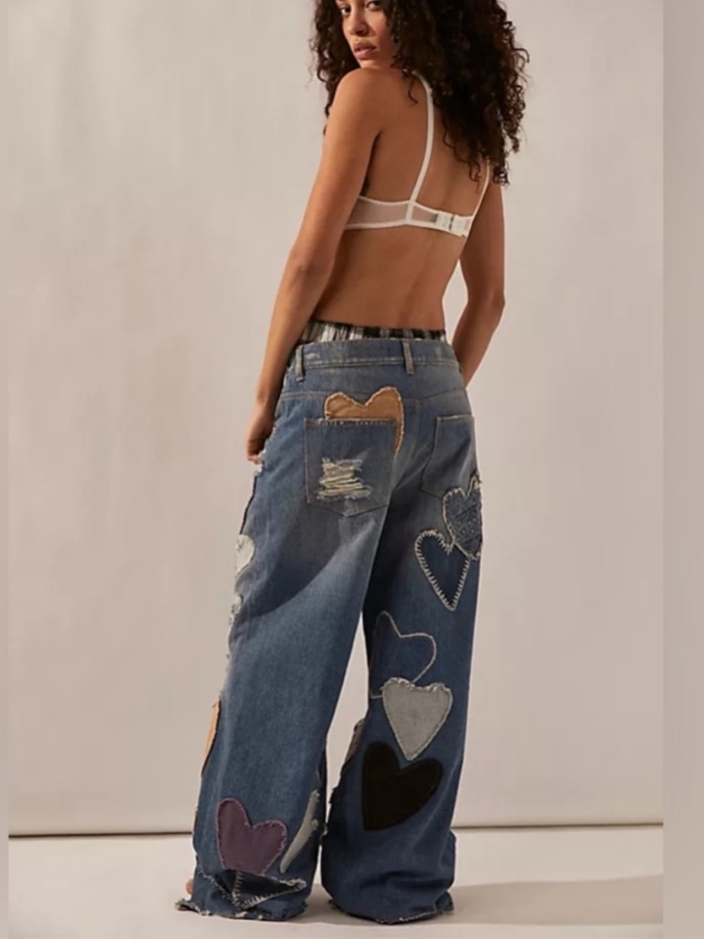 Free People Piece Of My Heart Crazy Good Luck Barrel Jeans Patchwork 27 - Picture 2 of 9